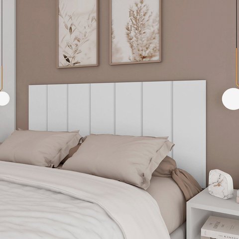 Cabeceira Modulada Painel para Cama Box Casal 140cm 7 Módulos Liora Branco