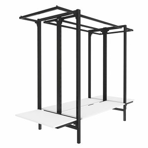 Conjunto Expositor De Loja 4 Araras 4 Prateleiras Cremalheira Mult Comac - Branco/Preto