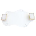 Ver imagem 1 de Bandeja Acrílico e Pedra Quartzo Branco com Borda Banhada Ouro 24k P