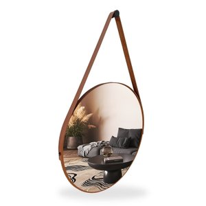 Espelho Adnet Redondo 30cm com Alça e Suporte para Sala Quarto Banheiro Hall