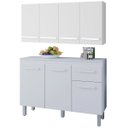 Ver imagem 3 de Armário Aéreo 4 Portas e Balcão 3 Portas 120 cm Vitoriana Branco