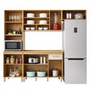 Ver imagem 4 de Cozinha Completa Modulada 4 Peças 11 Portas 1 Gaveta Cristal Bege/Cinamomo/Off White