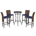 Ver imagem 1 de Mesa Bistro e 4 Banquetas Roma Preta Corda Náutica 10 Trama Original