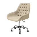 Ver imagem 1 de Cadeira Poltrona Decorativa Rodinhas Regulagem Altura Alice Veludo Bege