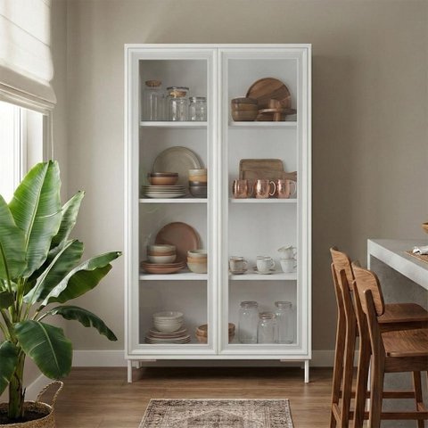 Cristaleira Estante Alta Refresh 148,5cm com 2 Portas de Vidro e 3 Prateleiras para Sala de Estar