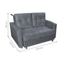 Ver imagem 4 de Sofá Cama 2 Lugares Yago Veludo Chumbo