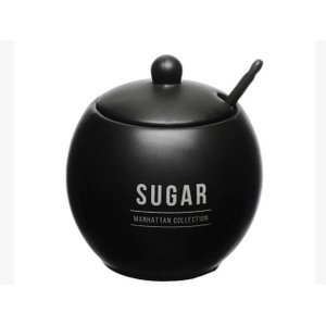 Açucareiro Manhattan Preto em Porcelana 350ml Hauskraft