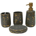 Ver imagem 1 de Kit Bancada de Banheiro Cerâmica 4 Peças Cinza - Quanhe