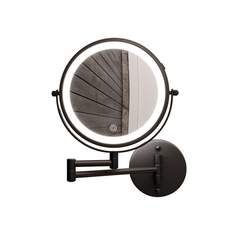 Espelho Redondo Black E6605 Ef-l-8 com Luz Italy Line