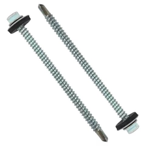 Parafuso Auto Brocante Cabeça Sextavada 5/16 - 5,5 X 102mm Arruela Móvel com 100 Un