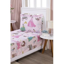 Colcha Cobre Leito Solteiro Infantil Menina Desenho Animado Princesas + Capa de Almofada - 2