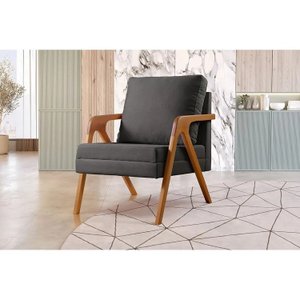 Kit 2 Poltronas Mona Braço de Madeira Decorativa