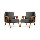 Ver imagem 3 de Kit 2 Poltronas Mona Braço de Madeira Decorativa