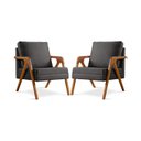 Ver imagem 3 de Kit 2 Poltronas Mona Braço de Madeira Decorativa