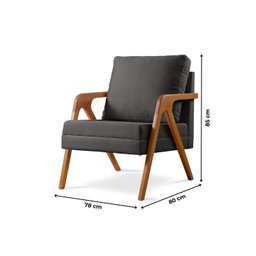 Kit 2 Poltronas Mona Braço de Madeira Decorativa - 3