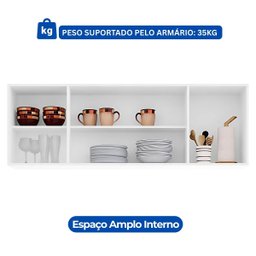 Armário Aéreo 1,60m com 4 Portas Cozinha Área de Serviço Lavínia Branco - 3