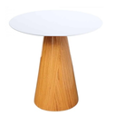 Ver imagem 1 de Mesa Lateral Cone Redonda 51cm Tampo Laqueado Base Laminada em Madeira Freijó - Branco