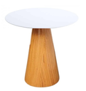 Ver imagem 1 de Mesa Lateral Cone Redonda 51cm Tampo Laqueado Base Laminada em Madeira Freijó - Branco