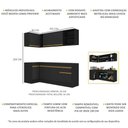 Ver imagem 4 de Armário de Cozinha Compacta de Canto com Rodapé Veneza Multimóveis V2093 Preto/dourado