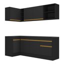 Ver imagem 7 de Armário de Cozinha Compacta de Canto com Rodapé Veneza Multimóveis V2093 Preto/dourado