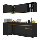 Ver imagem 1 de Armário de Cozinha Compacta de Canto com Rodapé Veneza Multimóveis V2093 Preto/dourado