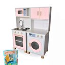 Ver imagem 1 de Kit Mini Cozinha Infantil e Máquina de Lavar - Rosa Bebê