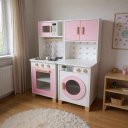 Ver imagem 2 de Kit Mini Cozinha Infantil e Máquina de Lavar - Rosa Bebê