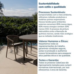 Conjunto Jardim e Varanda 1 Mesa Redonda 130cm 4 Cadeiras com Braços Refúgio Cabecasa Madeiramadeira - 10