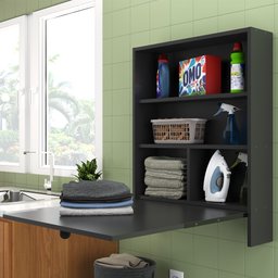 Mesa de Parede Multiuso com Armário Seven Preto - Moville Movelaria - 5