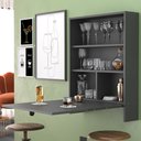 Ver imagem 2 de Mesa de Parede Multiuso com Armário Seven Preto - Moville Movelaria