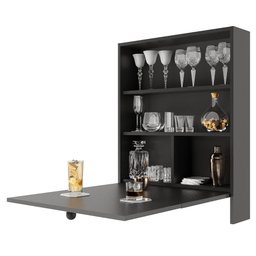 Mesa de Parede Multiuso com Armário Seven Preto - Moville Movelaria - 11