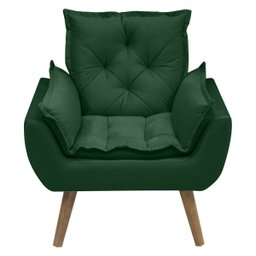 Poltrona Opala Conforto Decorativa em Veludo com Pés Palito - Verde - 1