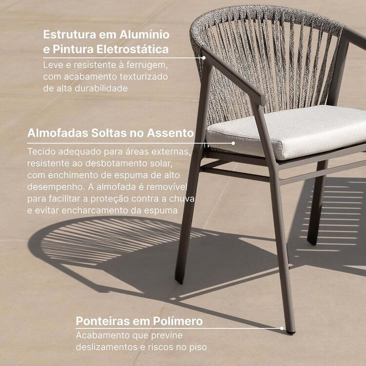Conjunto Jardim e Varanda 1 Mesa Redonda 130cm 4 Cadeiras com Braços Refúgio Cabecasa Madeiramadeira - 7