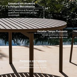 Conjunto Jardim e Varanda 1 Mesa Redonda 130cm 4 Cadeiras com Braços Refúgio Cabecasa Madeiramadeira - 5