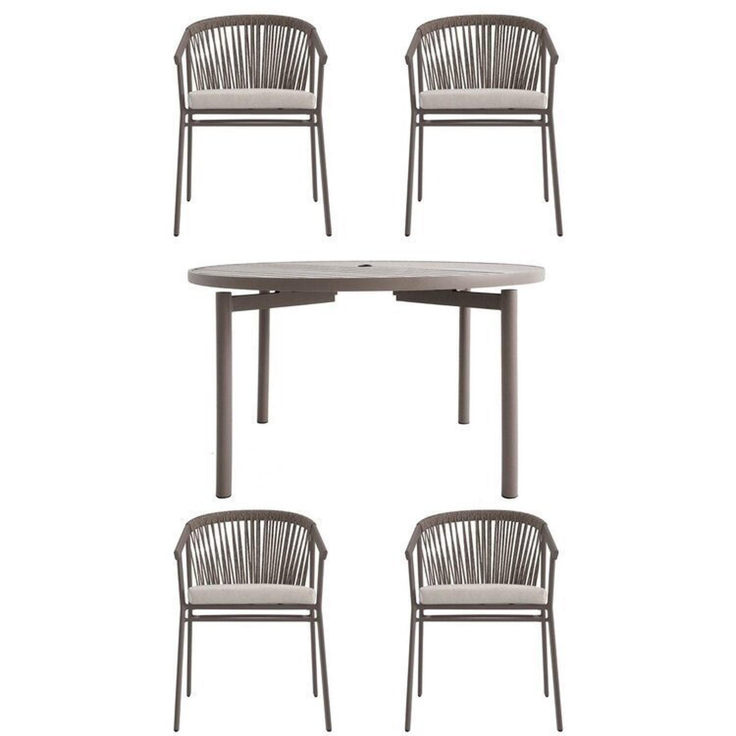 Conjunto Jardim e Varanda 1 Mesa Redonda 130cm 4 Cadeiras com Braços Refúgio Cabecasa Madeiramadeira - 9