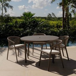 Conjunto Jardim e Varanda 1 Mesa Redonda 130cm 4 Cadeiras com Braços Refúgio Cabecasa Madeiramadeira - 1