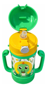Ver imagem 3 de Garrafa de Água Infantil Dinossauro 400ml Alça Dupla Canudo