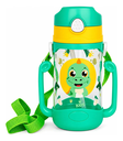 Ver imagem 1 de Garrafa de Água Infantil Dinossauro 400ml Alça Dupla Canudo