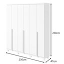 Ver imagem 2 de Guarda Roupa Casal Alonzo 6 Portas de Bater 4 Gavetas MDF com Corrediças Telescópicas Branco Mó