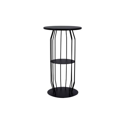 Mesinha Lateral Industrial Silueta Alta Redonda 35cm Preto