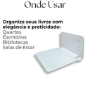 Ver imagem 2 de Kit 8 Suportes para Livros Prateleira Flutuante Estilo Moderno Aço Resistente Branco