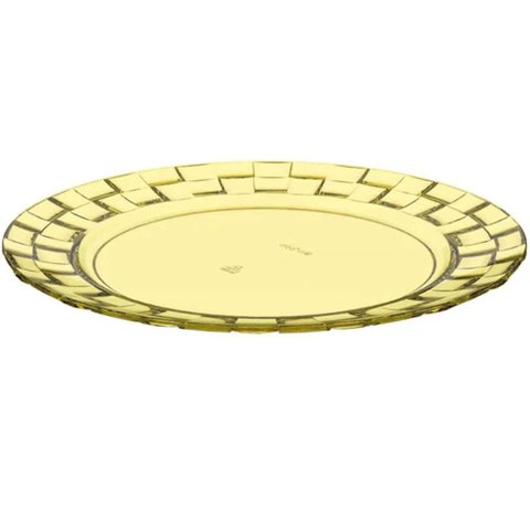 Kit 48 Pratos para Restaurantes Eventos 19cm Plástico Amarelos Servir Lanches Aperitivos