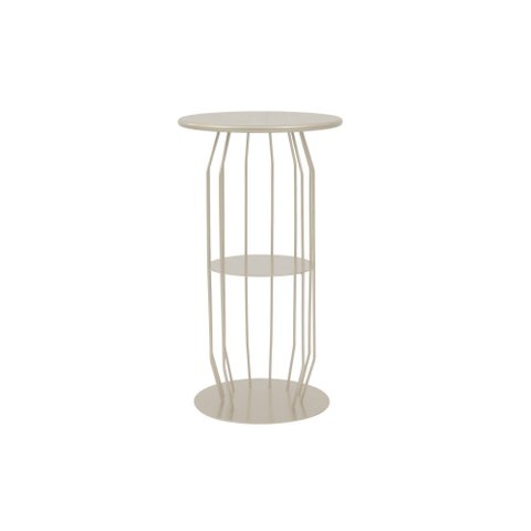 Mesinha Lateral Industrial Silueta Alta Redonda 35cm Bege
