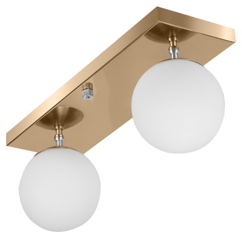 Lustre Luminária Retangular Duplo Cobre Orby Bolinha