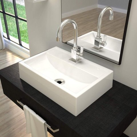 Kit 2 Cubas de Apoio para Banheiro Q45w Retangular Compace