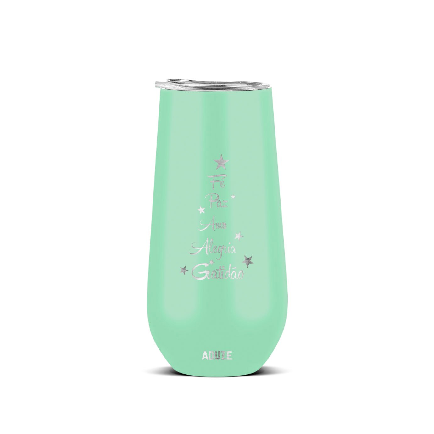 Copo Térmico Aduze Champagne Espumante Drink Lux Fé e Paz 150ml - Verde Claro - 1