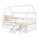 Ver imagem 2 de Bicama Casinha Solteiro Slim Rb com Kit Escada/escorregador Grade de Proteção Branco Housin