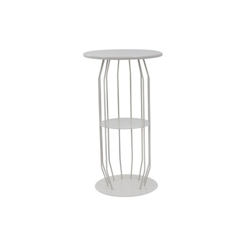 Mesinha Lateral Industrial Silueta Alta Redonda 35cm Cinza