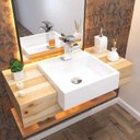 Ver imagem 1 de Kit 3 Cubas de Semi Encaixe para Banheiro XQ395 Quadrada Compace Branco