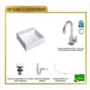 Ver imagem 3 de Kit 2 Cubas Q355 com Torneira Luxo 1195 Metal Válvula Click 1 Polegada G Sifão Pvc Flexível Compace